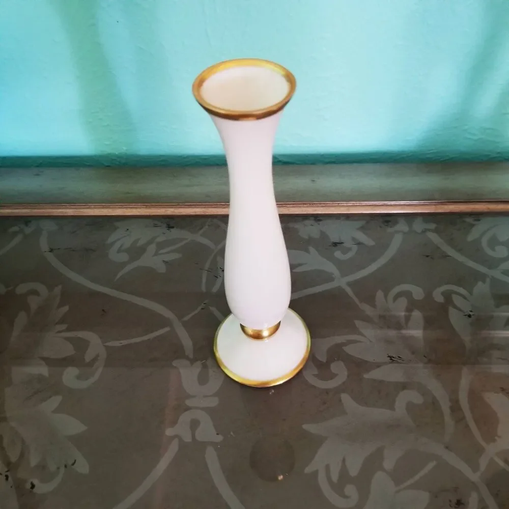 Lindner Kueps Bavaria Germany Vase, Cream Bone China Vase, Single Flower Vase